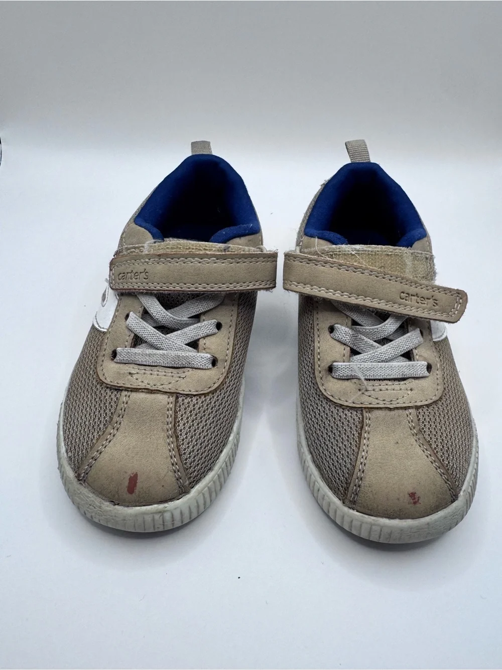 Carter's Tan, White and Blue Velcro Sneakers for Kids - Kidcore - 9